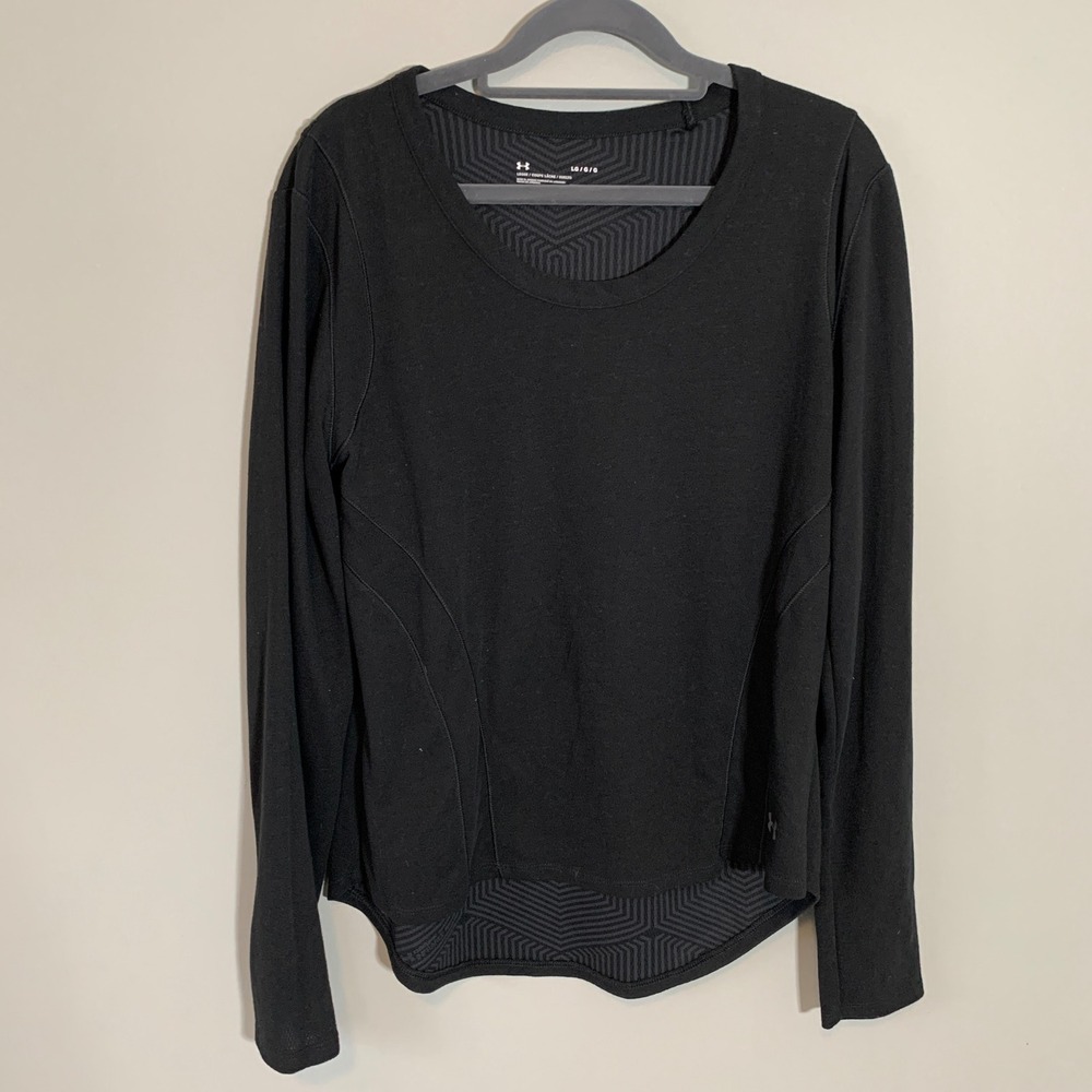 Under Armour ColdGear Black Long Sleeve Athletic Top Loose Fit Womens Large